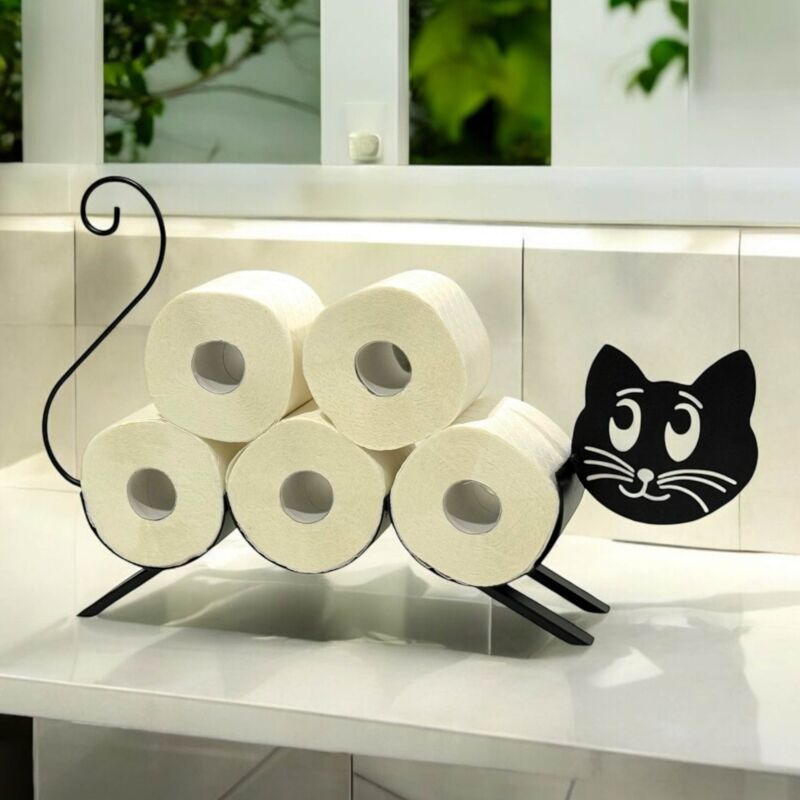 Porte-Papier Toilette Design Chat Autoportant 96622 Porte-Roules wc Support Papier Toilette Porte-Papier wc - Dandibo