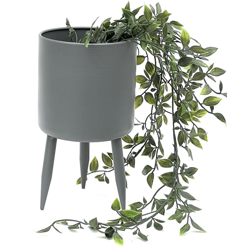 Pot de fleurs avec pieds Pot de fleurs avec pieds Métal Gris 27 cm 96260 l Moderne Support de plantes - Dandibo