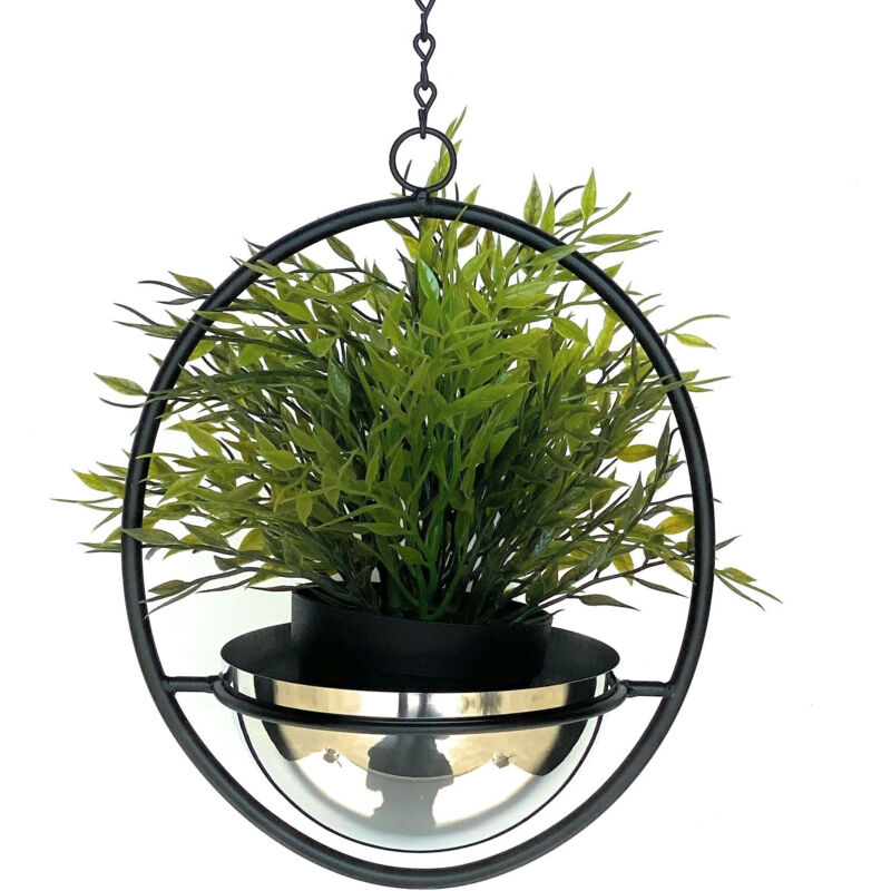 Pot de fleurs Intérieur Métal Mur Plantes suspendues 43 cm 96087 s avec pot Argent Pendentif pour plantes Pendentif pour fleurs Pot de fleurs Pot à