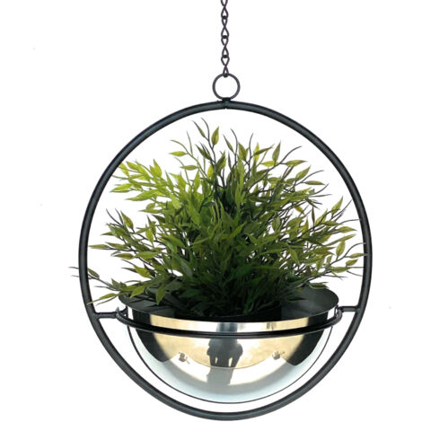 DanDiBo Pot de fleurs Intérieur Métal Mur Plantes suspendues 53 cm 96087 M avec pot Argent Pendentif pour plantes Pendentif pour fleurs Pot de fleurs Pot à suspendre