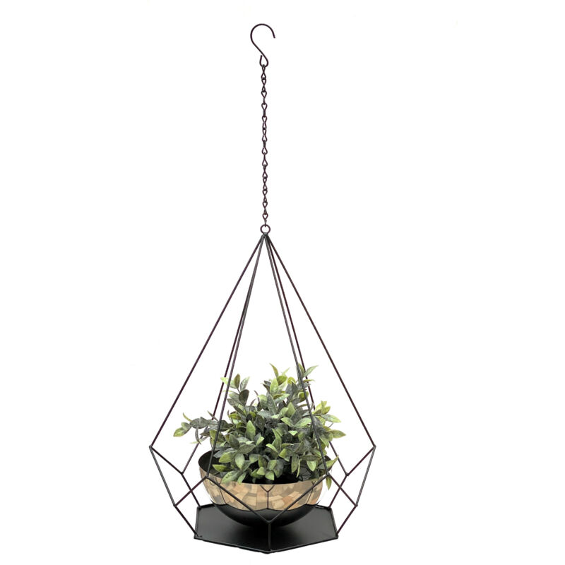 Pot de fleurs Intérieur Métal Mur Plantes suspendues 76 cm 96095 l avec pot 6 coins Pendentif pour plantes Pendentif pour fleurs Pot de fleurs Pot