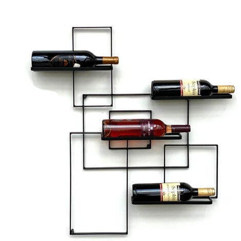 DanDiBo Scaffale Vini a Parete “Black Line” Supporto Bottiglie in Metallo 90 cm Scaffale a Parete Porta Bottiglie