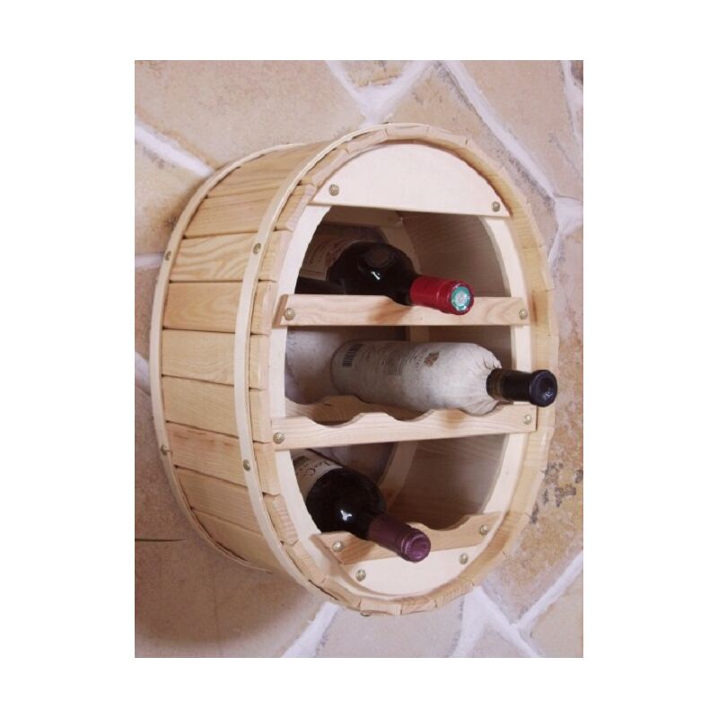 Image of Scaffale Vini Botte da Appendere per 6 Bottiglie Verniciatura Naturale - - Dandibo