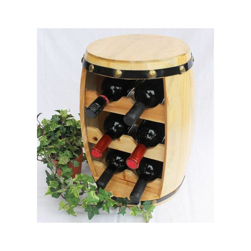 Image of DanDiBo Scaffale-Vini Botte-Vini Botte in Legno Alt.42cm Nr.1511 Porta-Bottiglie Scaffale verniciatura Naturale