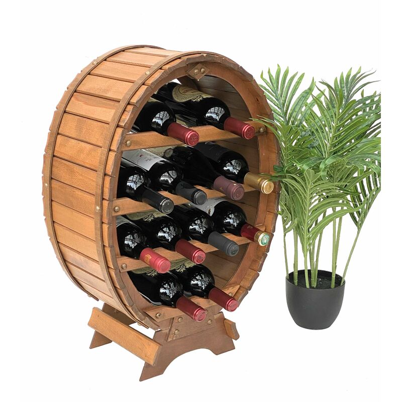 Image of Scaffale Vini Botte Vino per 12 Bottiglie Verniciato Marrone- Porta Bottiglie Bar - Dandibo
