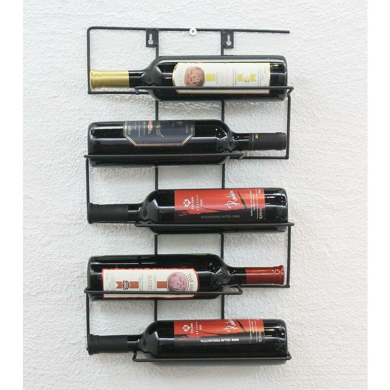 Image of Scaffale Vino "Cinco" 53cm HX13615 Metallo Porta Bottiglie Supporto-Bottiglie Scaffale a Parete - Dandibo