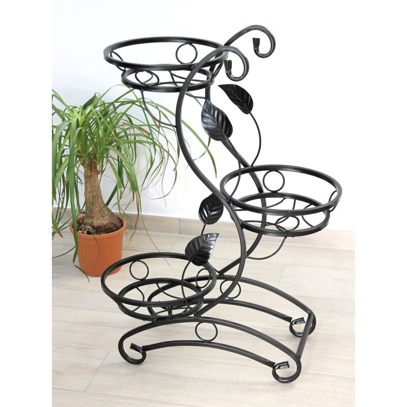 Dandibo - Scala per fiori in metallo nero 87 cm Portafiori con 3 ripiani KW019 Colonna per piante Portafiori Colonna per piante Sgabello per fiori