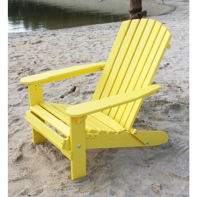 Dandibo - sedia da spiaggia in legno giallo sedia da giardino pieghevole sedia a sdraio Adirondack