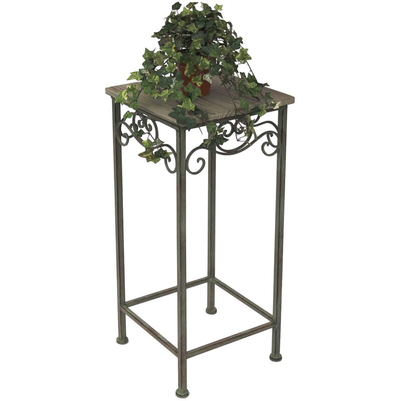 DanDiBo Sgabello per fiori Quadrato in metallo da 72 cm Portafiori 11134 Tavolino Portapiante Scaffale in legno Colonna per fiori