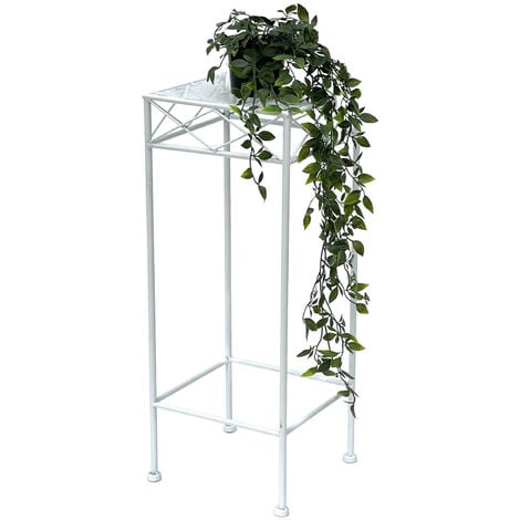 DanDiBo Sgabello per fiori Bianco Metallo Angolare 60 cm Portafiori 96314 M Tavolino Colonna per fiori Portapiante Moderno Sgabello per piante