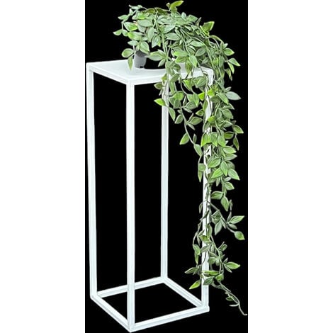 DanDiBo Sgabello per fiori in metallo bianco quadrato da 50 cm Tavolino per fiori 96482 S Colonna per fiori Sgabello moderno per piante