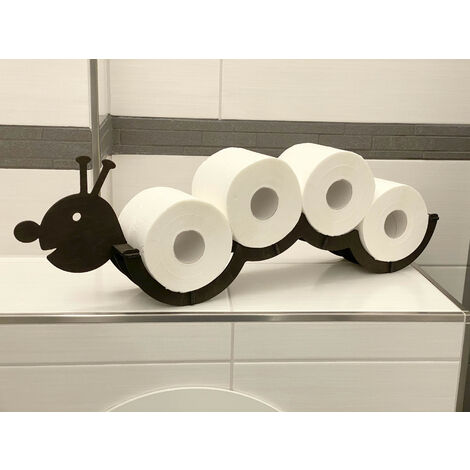 Dandibo – Support papier toilette mural en bois noir – Fixation sans perçage – Dimensions 62,5x19x10cm – Pour 4 rouleaux standard