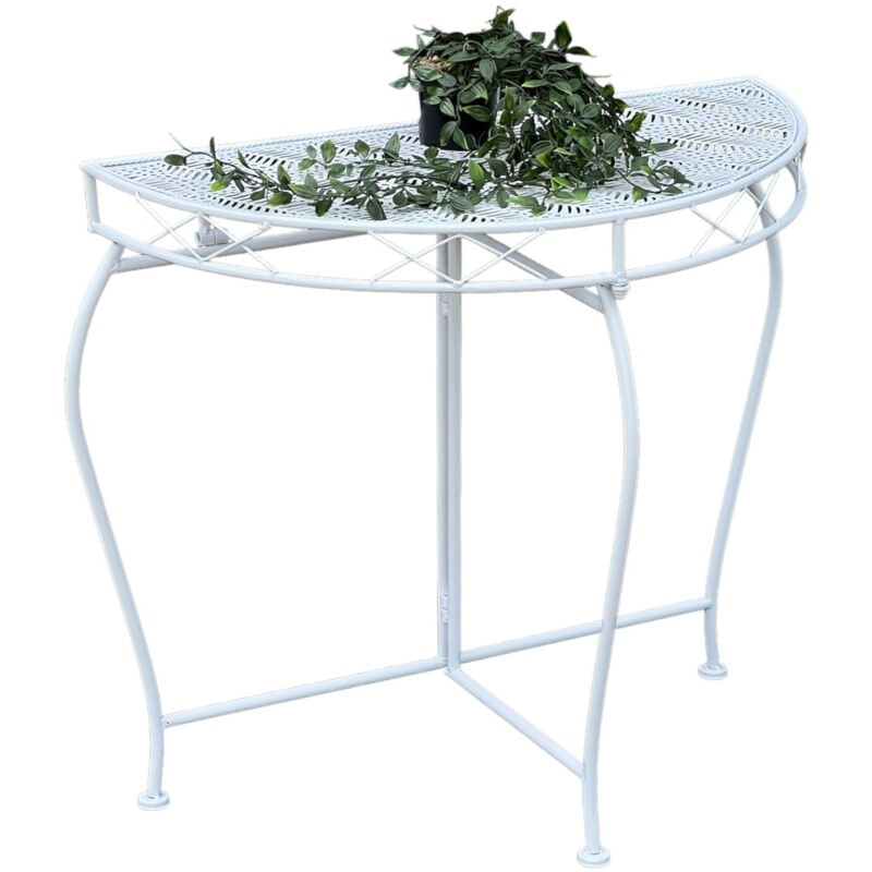 Dandibo - Table console murale Blanc 96313 Table d'appoint en métal 75 cm Table de jardin semi-circulaire Console murale Console murale