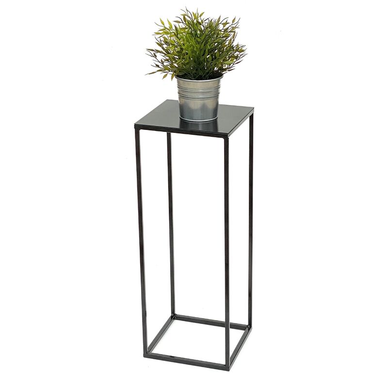 Table d'appoint pour fleurs en métal noir de forme carrée de 62,5 cm, support de fleurs 434, colonne de fleurs moderne, support de plantes, tabouret