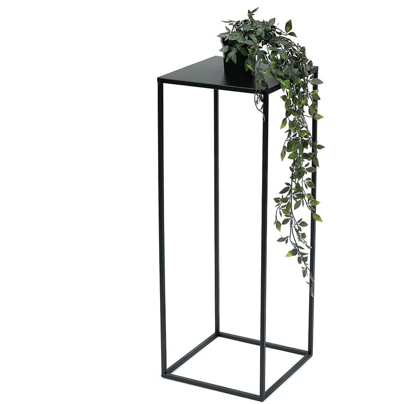 Table d'appoint pour fleurs en métal noir, forme carrée de 70 cm, support de fleurs, table d'appoint 96315 l, colonne de fleurs moderne, support de