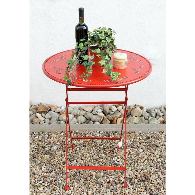 Table Passion D-65 cm en métal 3607 Rouge Table de Jardin Table de Bistro Table Pliante - Dandibo