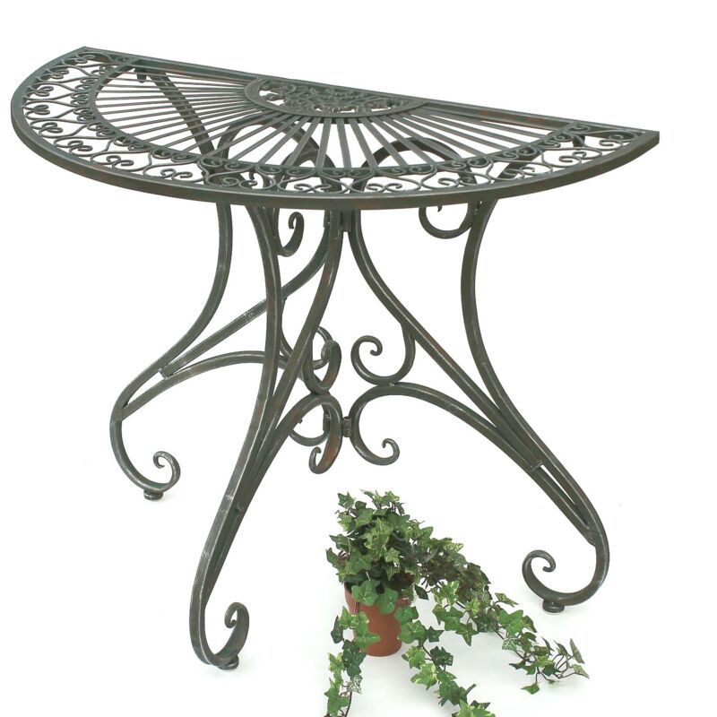 DanDiBo Table semi-circulaire Table murale semi-circulaire 130434 Table d'appoint en métal 90 cm Table de jardin Console