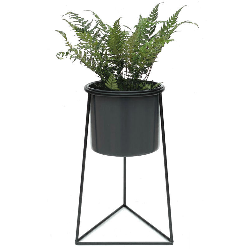 Tabouret à fleurs avec pot Métal Noir s 25 cm Porte-fleurs 96052 Colonne à fleurs Moderne Porte-plantes Tabouret à plantes - Dandibo