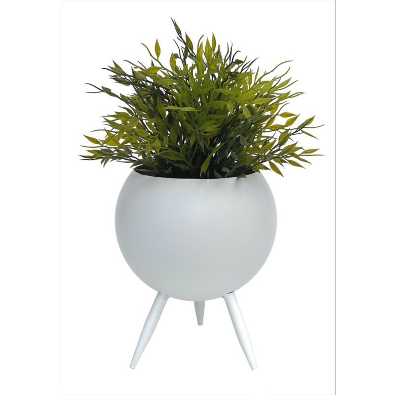 Dandibo - Tabouret à fleurs en métal avec pot Blanc 23 cm Porte-fleurs 96259 m Colonne à fleurs Moderne Porte-plantes Tabouret à plantes