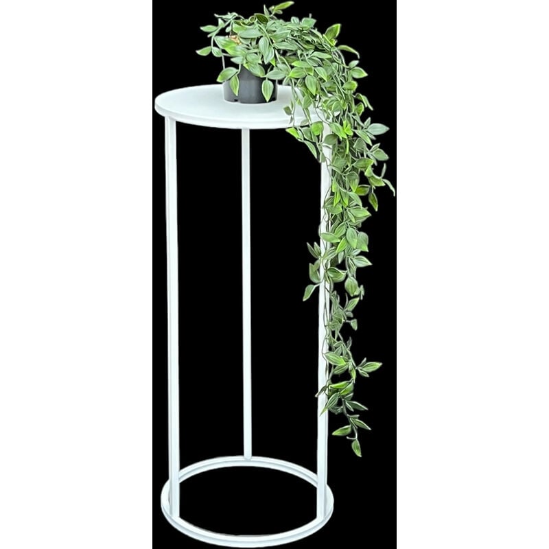 Tabouret à fleurs en métal blanc rond de 60 cm, table d'appoint 96483 m, colonne de fleurs moderne, support de plante, tabouret de plante - Dandibo