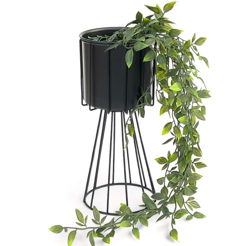 DanDiBo Tabouret à fleurs en métal noir de 32 cm, support de fleurs 96528, colonne de fleurs moderne, support de plantes, tabouret de plantes.