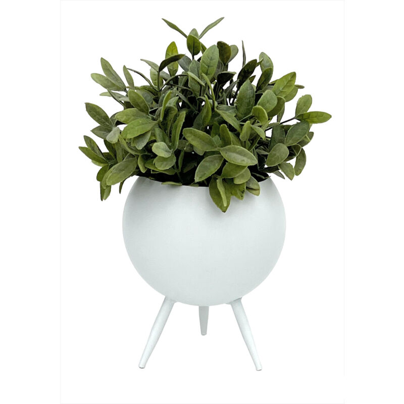 DanDiBo Tabouret à fleurs Métal avec pot Blanc 19 cm Porte-fleurs 96259 S Colonne à fleurs Moderne Porte-plantes Tabouret à plantes