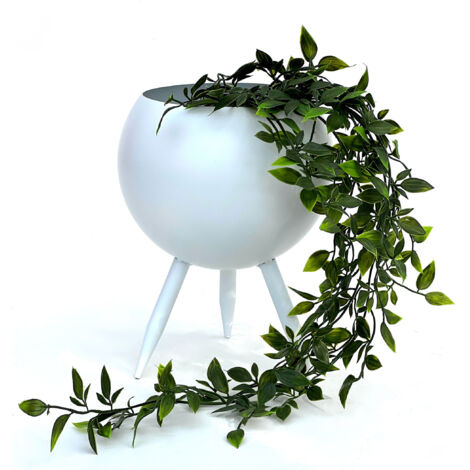 DanDiBo Tabouret à fleurs Métal avec pot Blanc 27 cm Porte-fleurs 96259 L Colonne à fleurs Moderne Porte-plantes Tabouret à plantes