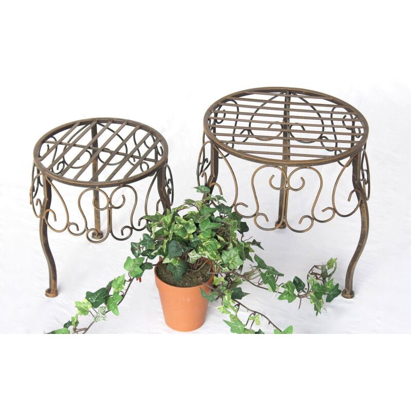 Dandibo - Tabouret à fleurs Métal Marron Rond Lot de 2 Porte-fleurs 140129 Table d'appoint Porte-plantes Petite taille Dandibo - Tabouret à fleurs Métal Marron Rond Lot de 2 Porte-fleurs 140129 Table d'appoint Porte-plantes Petite taille