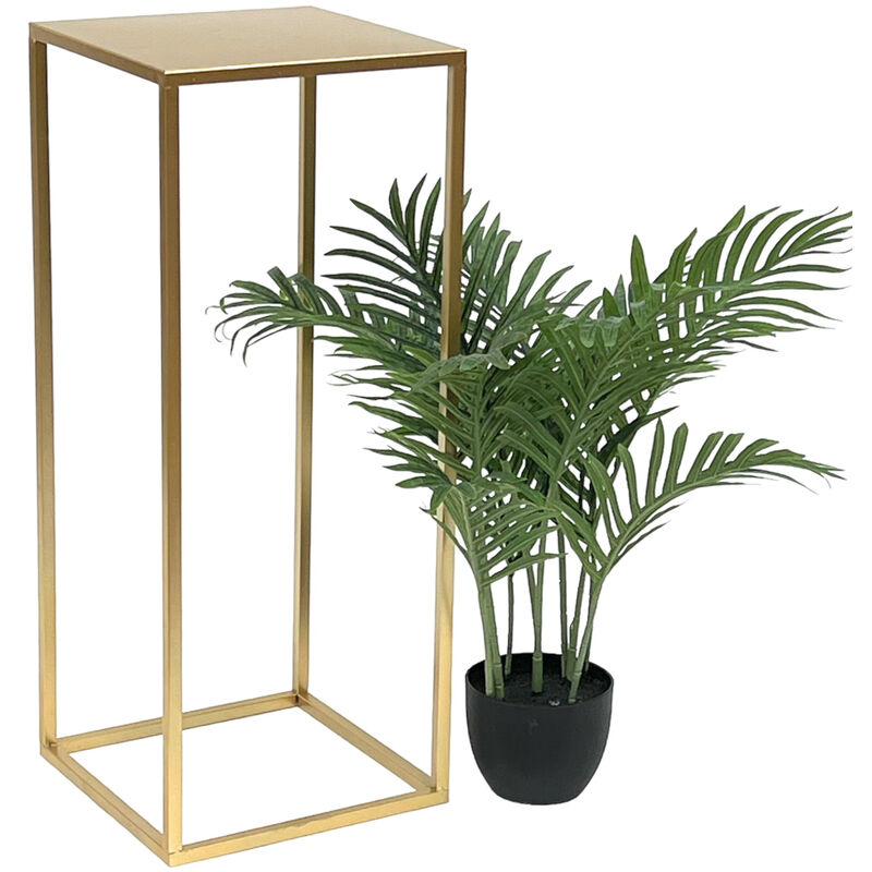 Dandibo - Tabouret de fleurs en métal doré, carré, 70 cm, table d'appoint pour plantes 96506 l, colonne à fleurs moderne, support de plantes,