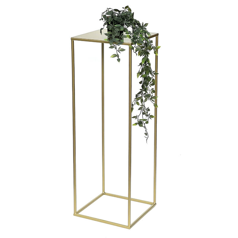 DanDiBo Tabouret de fleurs en métal doré, forme carrée, L 82 cm, table d'appoint 96406, colonne de fleurs moderne, support de plantes, tabouret de