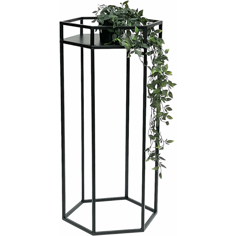 DanDiBo - Tabouret de fleurs en métal noir en forme d'hexagone, colonne de fleurs 96453 de 70 cm, support de plantes moderne