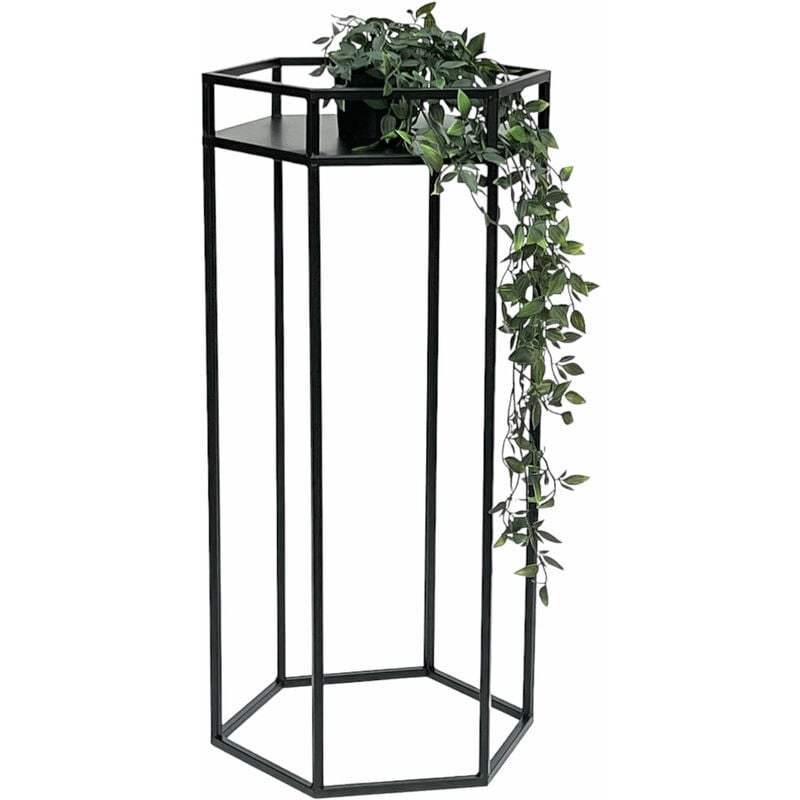 DanDiBo Tabouret pour fleurs Métal Noir hexagonal 70 cm Support pour fleurs Colonne pour fleurs 96453 L Tabouret pour plantes Moderne Support pour