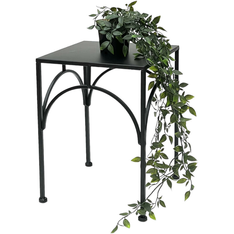 Dandibo - Tabouret de fleurs en métal noir, forme carrée, 38 cm, support de fleurs, colonne de fleurs 96449 l, support de plantes moderne