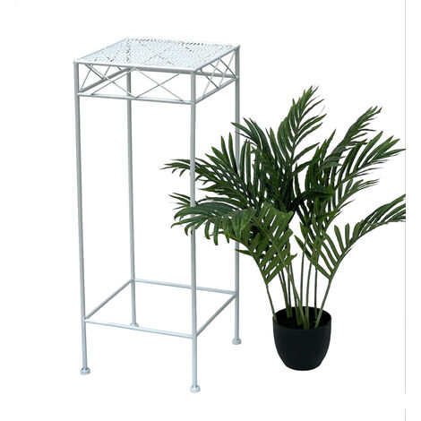 DanDiBo Tabouret pour fleurs Blanc Métal Angulaire 70 cm Porte-fleurs 96314 L Table d'appoint Colonne pour fleurs Moderne Porte-plantes Tabouret pour plantes