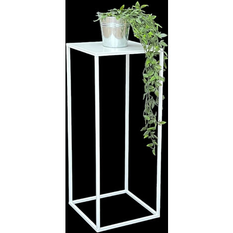 DanDiBo Tabouret pour fleurs Métal Blanc Angulaire 70 cm Support pour fleurs Table d'appoint 96482 L Colonne pour fleurs Moderne Support pour plantes Tabouret pour plantes