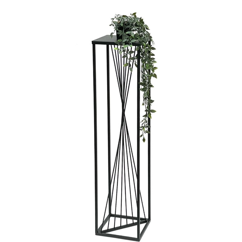 Tabouret pour fleurs Métal Noir Angulaire 100 cm Porte-fleurs Table d'appoint 96458 Colonne pour fleurs Design Moderne Porte-plantes Tabouret pour