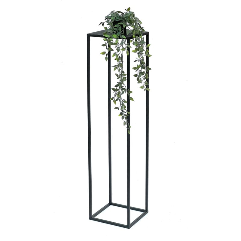 Tabouret pour fleurs Métal Noir Angulaire 100 cm Support pour fleurs Table d'appoint 96351 Colonne pour fleurs Moderne Support pour plantes Tabouret