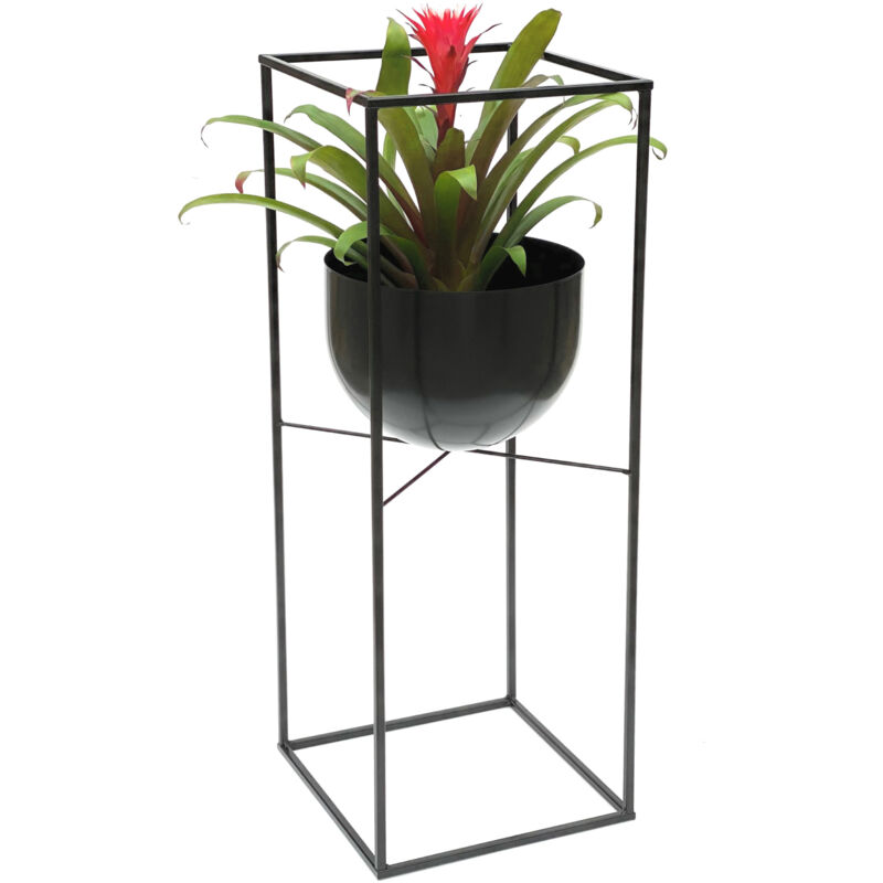 Tabouret pour fleurs Métal Noir Angulaire 82 cm Support pour fleurs 438 Colonne pour fleurs Moderne Support pour plantes Tabouret pour plantes
