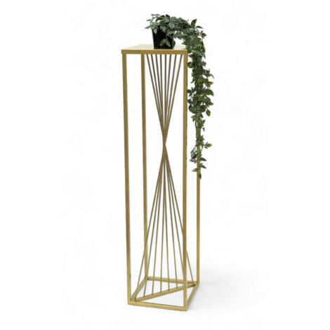 DanDiBo Tabouret pour fleurs Métal Or Angulaire 100 cm Porte-fleurs Table d'appoint 96567 Colonne pour fleurs Design Moderne Porte-plantes Tabouret pour plantes
