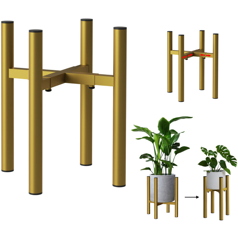 Support de plante réglable en métal doré de 30 cm - Présentoir de fleurs 96474, Tabouret de fleurs réglable, Moderne tabouret de plante, Colonne