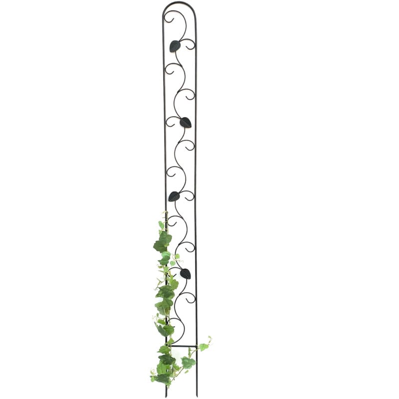Treillis métallique 140 cm Noir Tige grimpante Aide à l'escalade Connecteur de sol 96249 Porte-fleurs Colonne de treillis - Dandibo