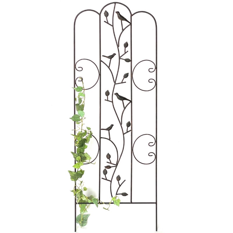 Treillis métallique avec oiseaux Treillis fleuri 110 cm Treillis autoportant 1858 Clôture à enfoncer Aide à l'escalade Clôture - Dandibo