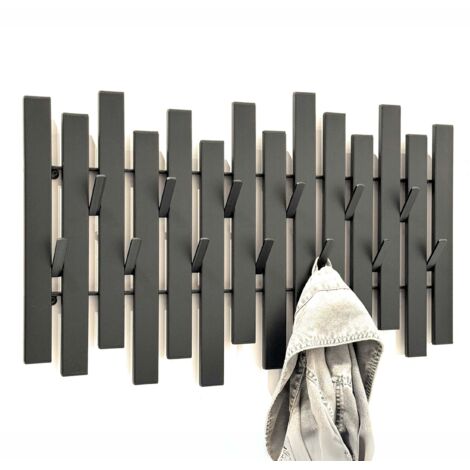 DanDiBo Wandgarderobe Schwarz Metall Modern 96637 Garderobe Wand mit Haken Garderobenleiste Hakenleiste Garderobenhaken