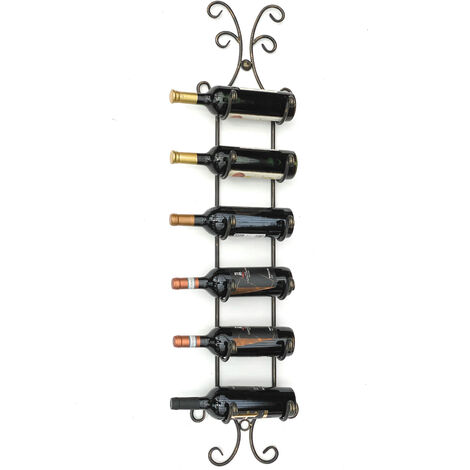 WOHNLING Weinflaschenhalter für 6 Flaschen 29x21x25 cm Weinregal Schwarz  Metall, Flaschenhalter Eisen Modern