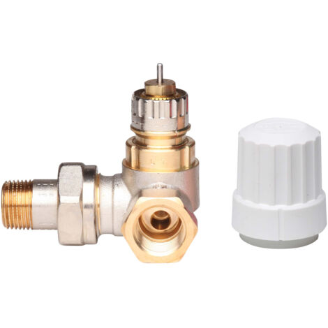 Danfoss – Corps de robinet radiateur à angle droit 3/8' – Robinet thermostatisable en laiton nickelé – Équerre pour systèmes de chauffage