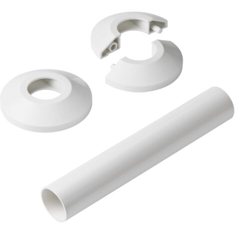 Danfoss – Jeu de 2 rosaces 27mm et 1 tube X-tra – Blanc RAL 9016 – Pour radiateur sèche-serviettes – SKU 13G3132
