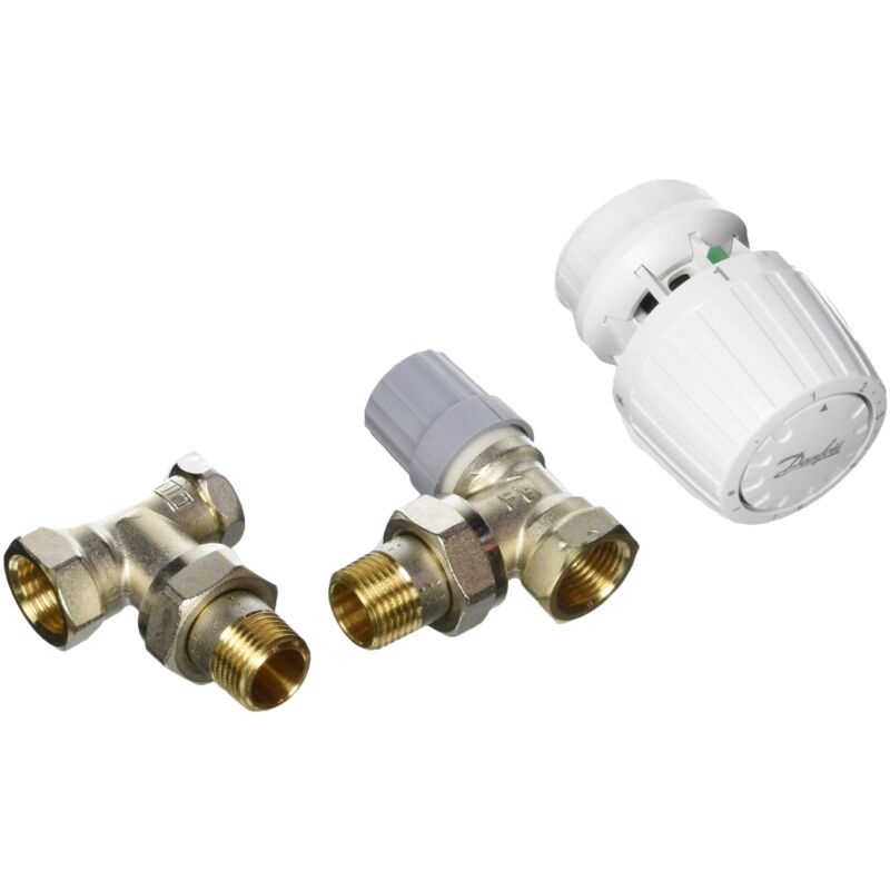 Robinet de radiateur thermostatique coudé blanc Danfoss 1/2" x 1/2"
