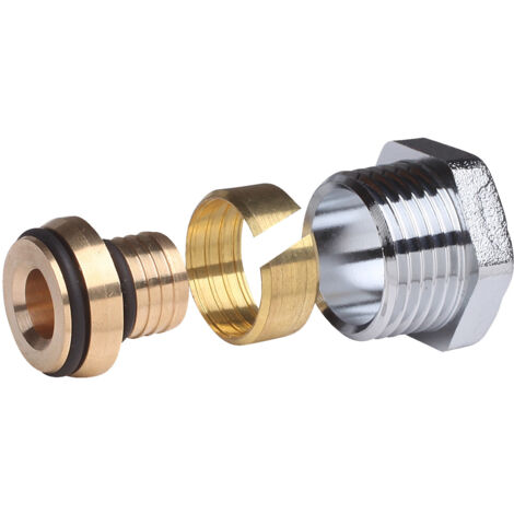 Danfoss Klemmverbinder R 1/2"AG auf 16x2 für Rohre aus Alupex, 10 Stück, Chrom