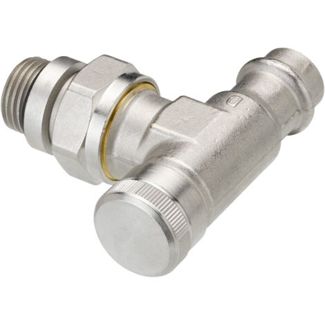 Danfoss Rücklaufverschraubung RLV 15 R 1/2", Pressfit, Eckausführung, vernickelt