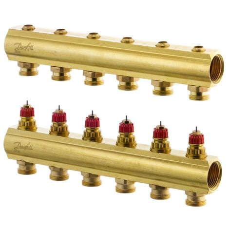 Danfoss Verteiler für Fussbodenheizungen FHF-6 6 Kreise, ohne Durchflussanzeigeeige